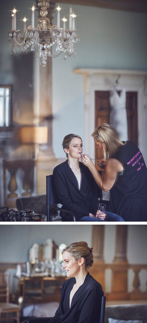 relaxed documentary wedding photography of bridal preps at Rockbeare Manor Devon