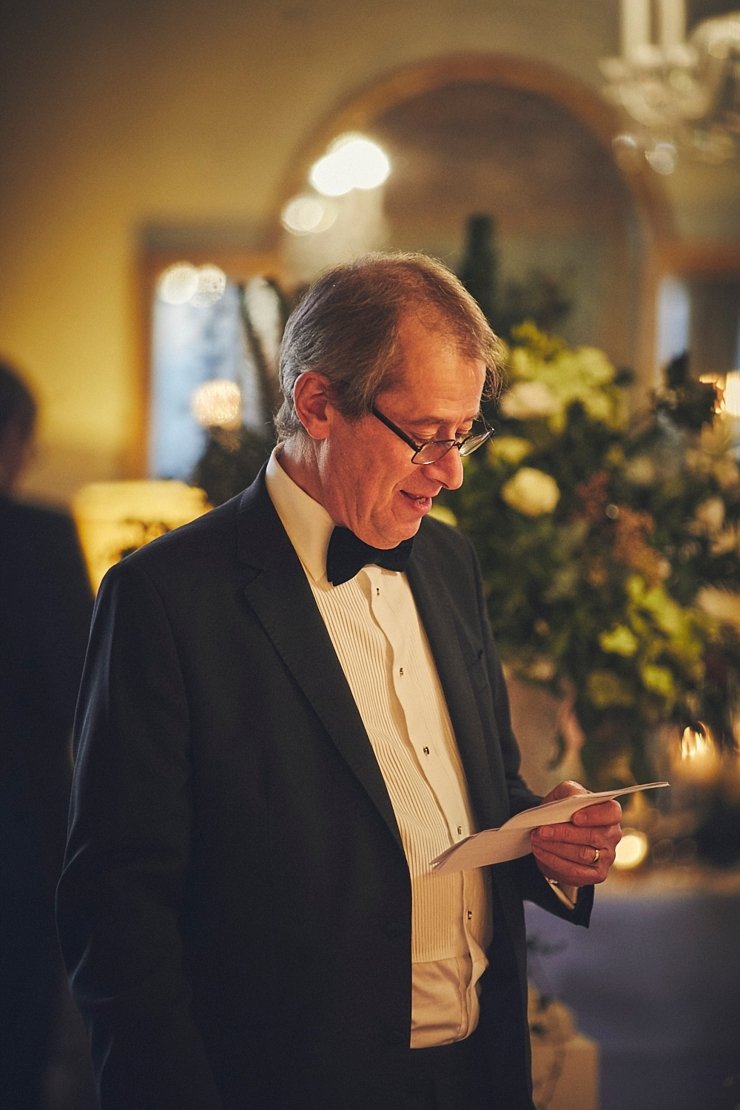 speeches at intimate winter wedding at Rockbeare Manor in Devon